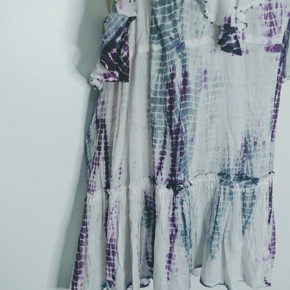 SOLD-Free People Beaded Tie Dye Ruffle Top - Picture 4 of 6